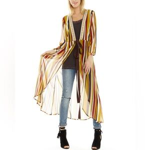 Aratta Silent Journey Golden Storm Kimono - Rainbow Stripe